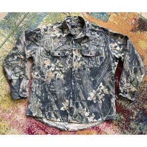 VTG 90s Mossy Oak Breakup Camo Shirt Size XL Chamois USA Made Button Up Rattlers